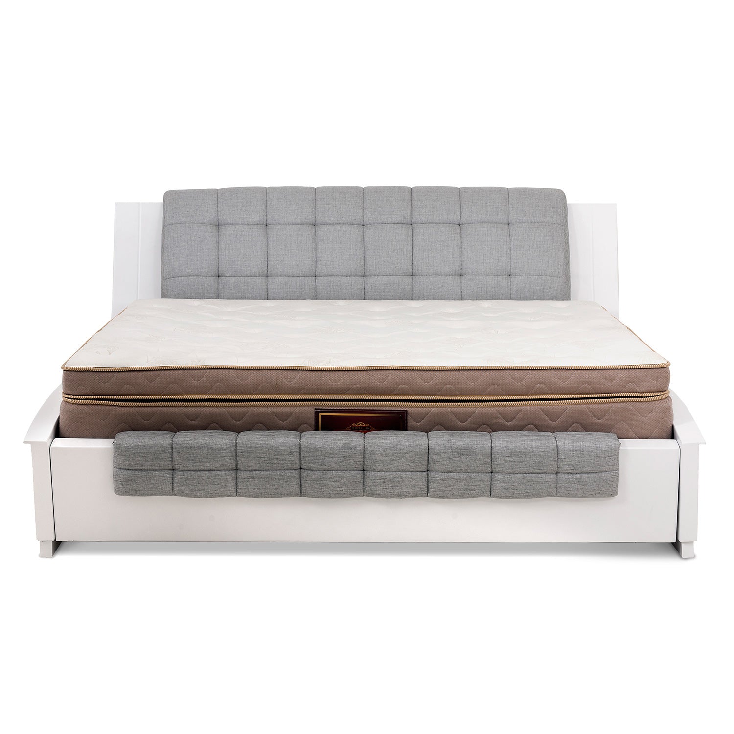 Cama King Basic Luzzatti Lino Gris, Blanco