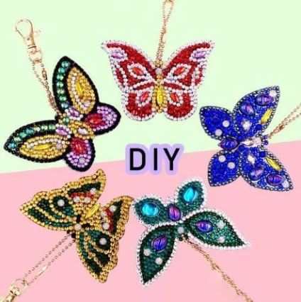 butterfly diamond painting keychain