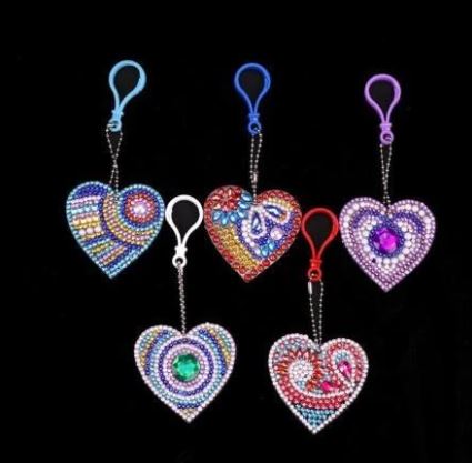heart diamond painting keychain