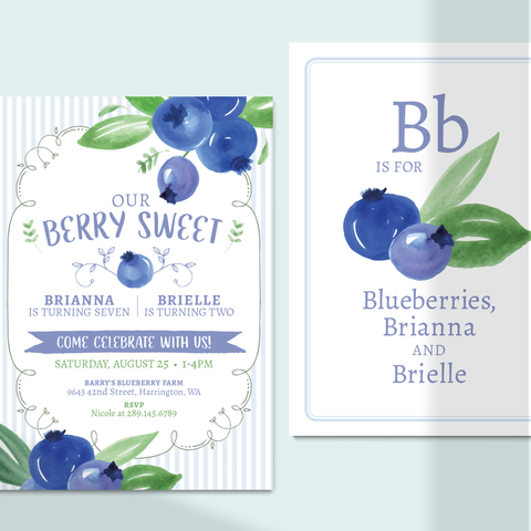 blueberry birthday invitation