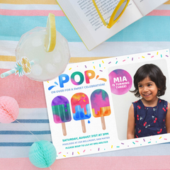 popsicle birthday invitation with photograph