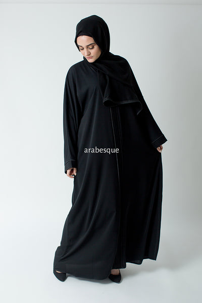 plain black open abaya uk