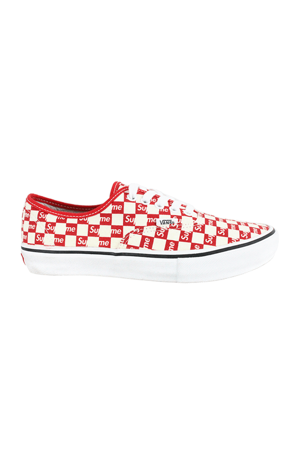 supreme checkered vans red