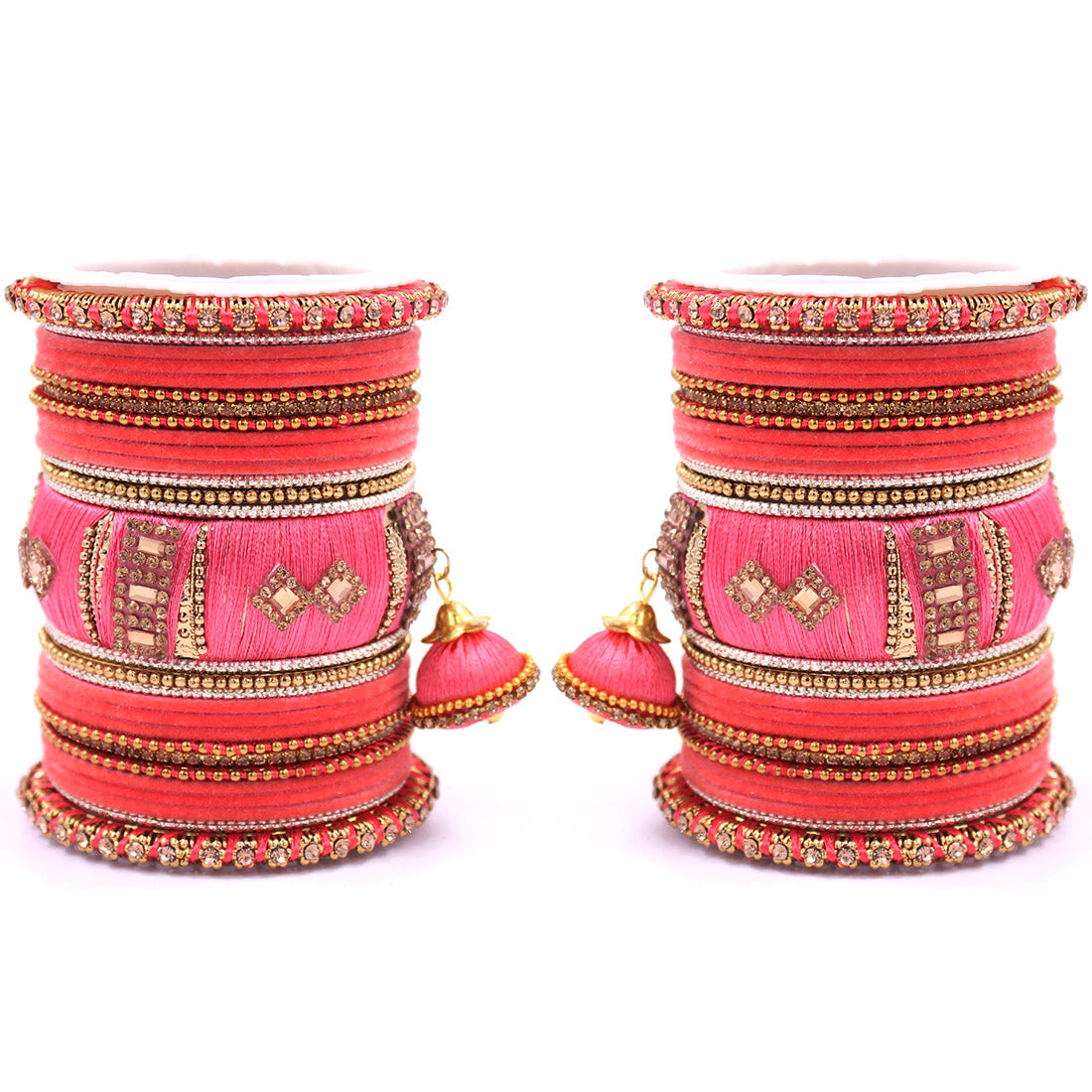 Bridal Set of 2 Silk Thread Bangle Set With Jhumki – BANGLES BY LESHYA