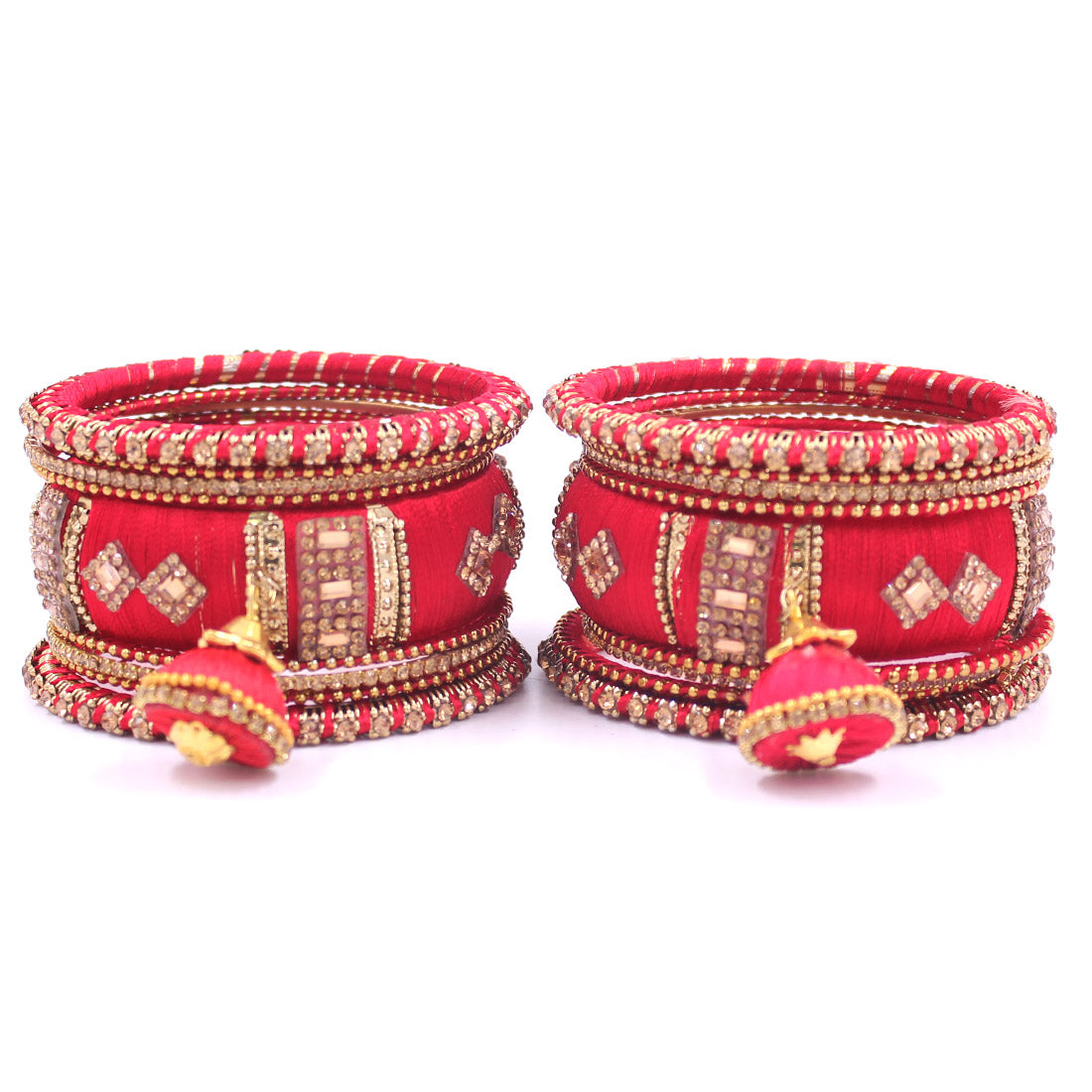 Silk Thread Bangles with Jhumki & Pacheli Bangles by Leshya ...
