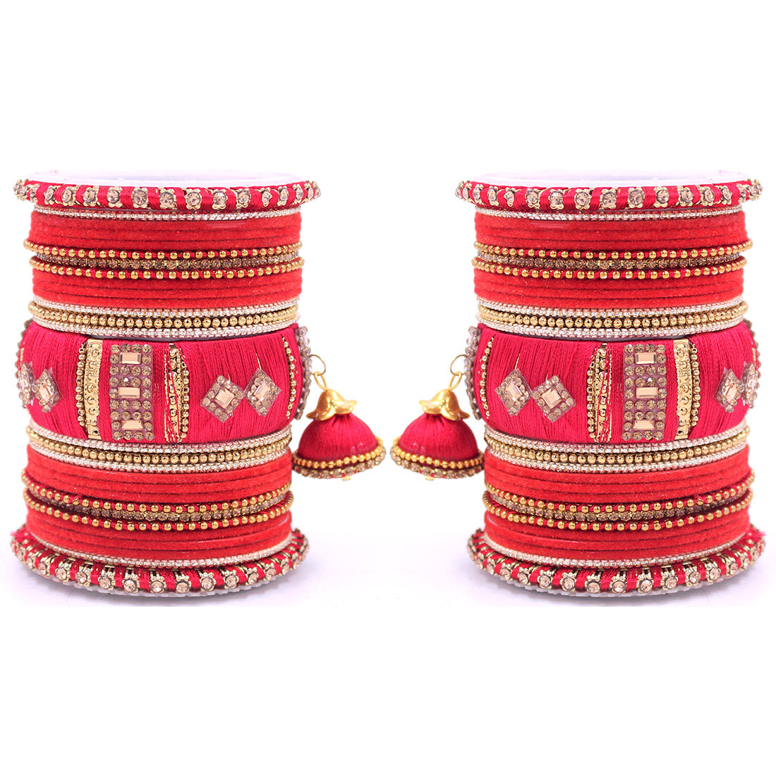Bridal Set of 2 Silk Thread Bangle Set With Jhumki – BANGLES BY LESHYA