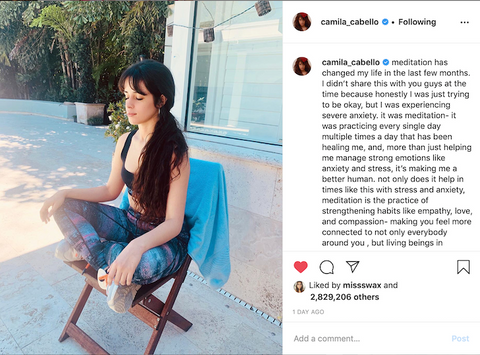 Camila Cabello meditation to help with anxiety and depression 