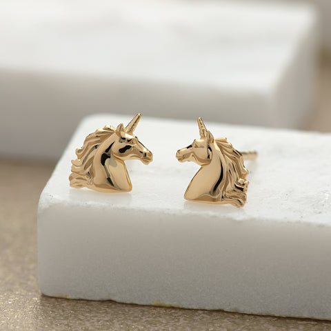 Gold Unicorn Stud Earrings by Lily Charmed