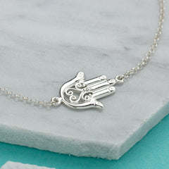Silver Fatima Hand Necklace by Lily Charmed