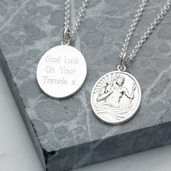 Engraved St Christopher Necklace by Lily Charmed