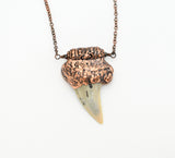Shark Tooth Vintage Inspired Pendant with Garnets