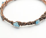 Raw Blue Apatite Textured Bangle Bracelet Size 2 3/4