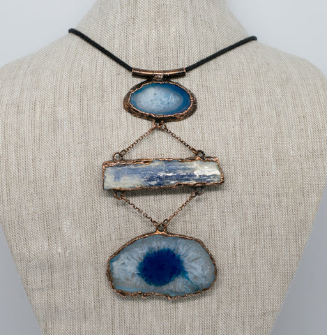 grace and frankie blue agate kyanite copper jewelry necklace statement piece
