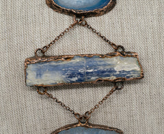 blue kyanite copper geode slice agate copper necklace