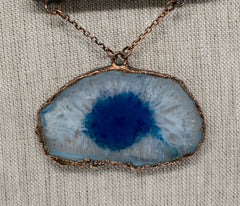blue geode silce agate copper nature gemston