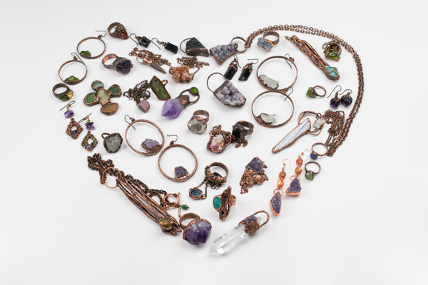 electroformed copper jewelry love heart