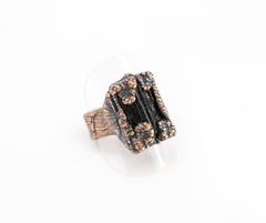 gothic black tourmaline copper electroformed ring