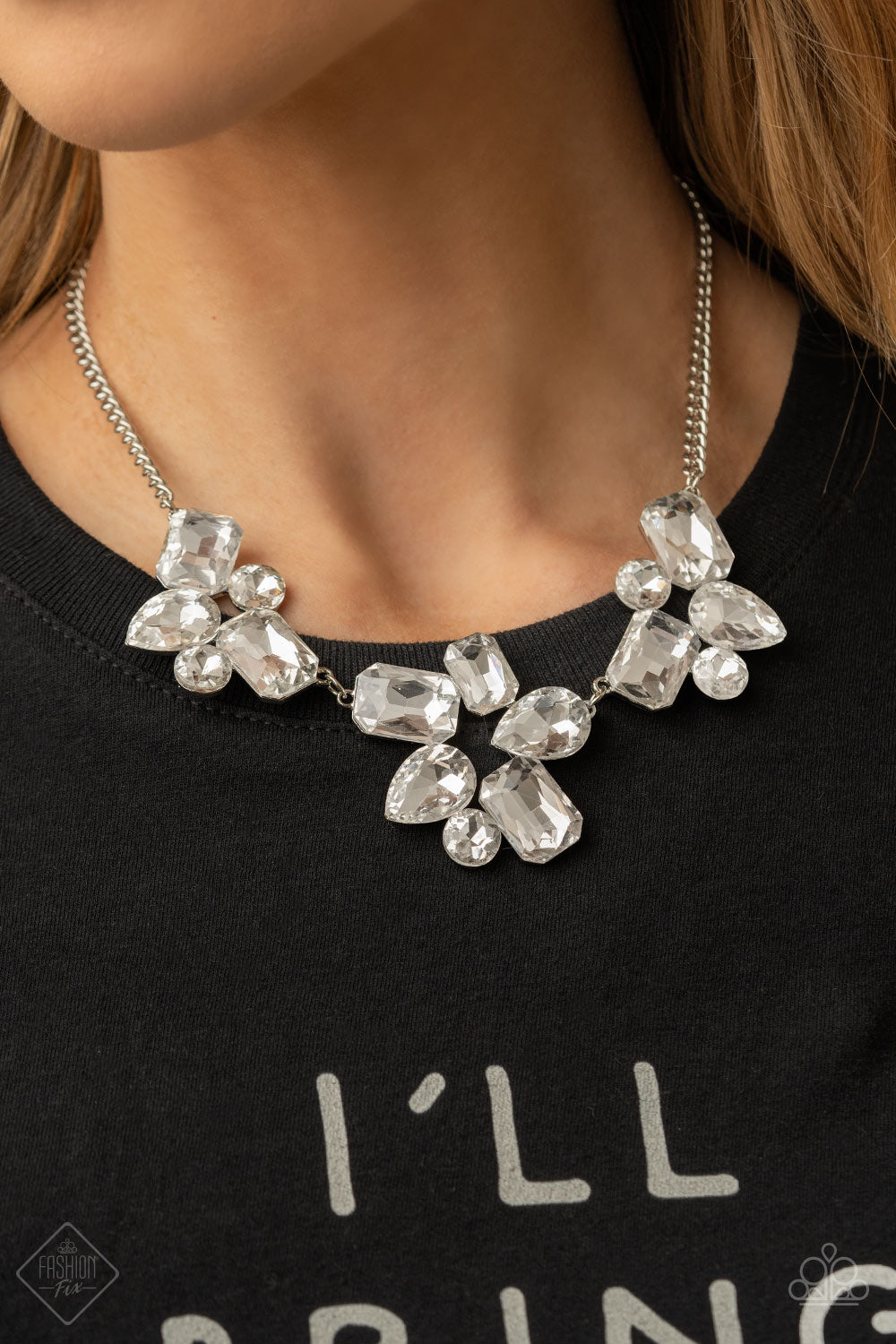 diamond debutante white necklace paparazzi