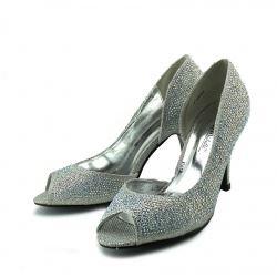 silver peep toe kitten heels