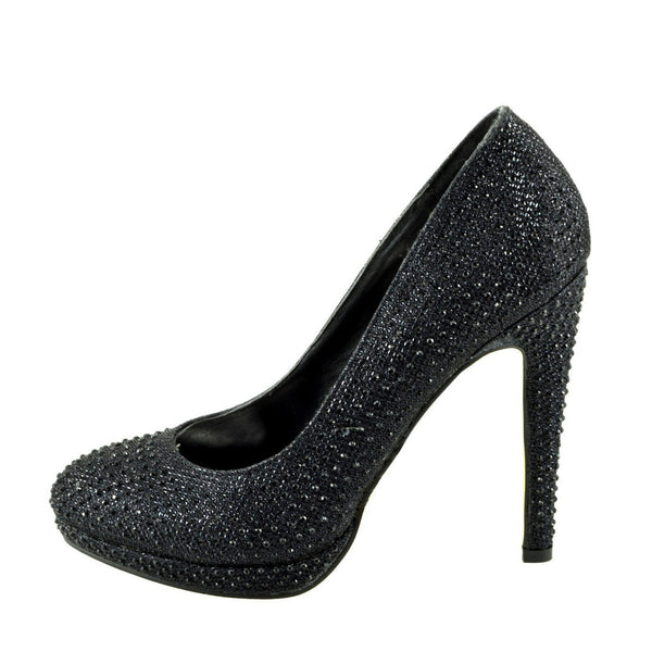 black diamante court shoes