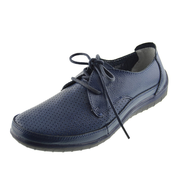 Sporty Lace up Leather Comfort Loafers 