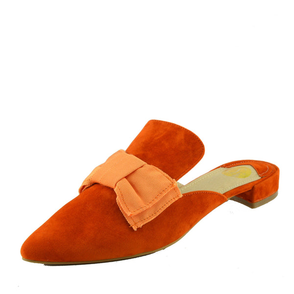 orange velvet shoes