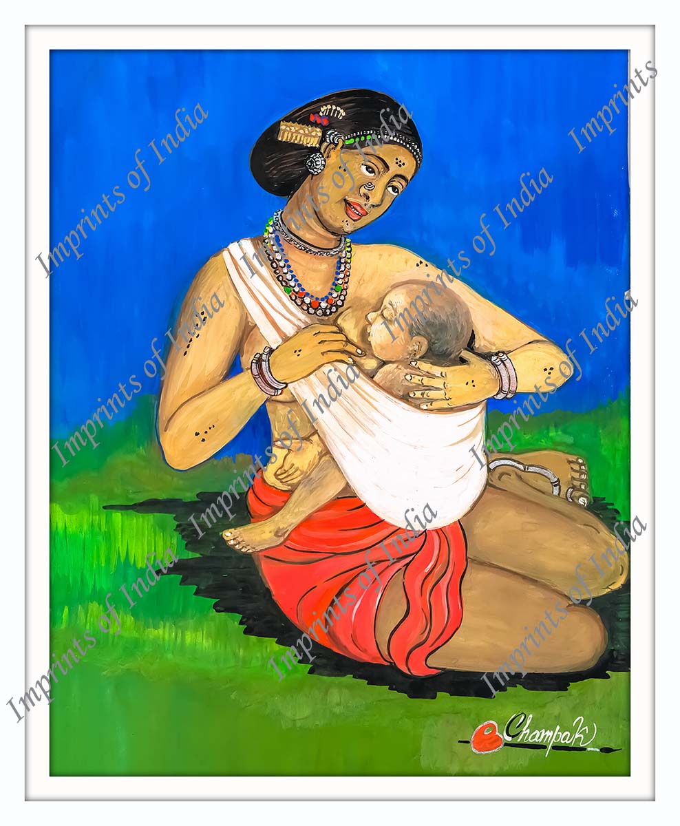 Pregnant Tribal Mother w/ Baby ~ Brand New MEDIUM Batik Wall Hanging 12" x 33"