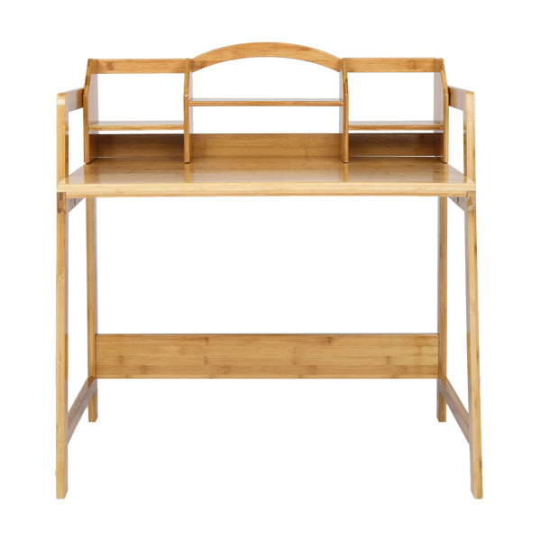 80*50*95cm Nan Bamboo Adjustable Height With Bookshelf Study Desk And Chair Log Color - Bamboo Desk with Bookshelf and Chair - Desk and Chair Set for Children