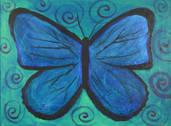 Atelier de peinture pour fêtes d'enfants à Gatineau : mon papillon bleu