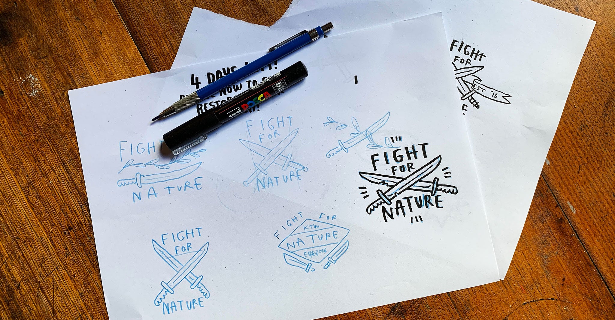 Original Fight for Nature design sketches