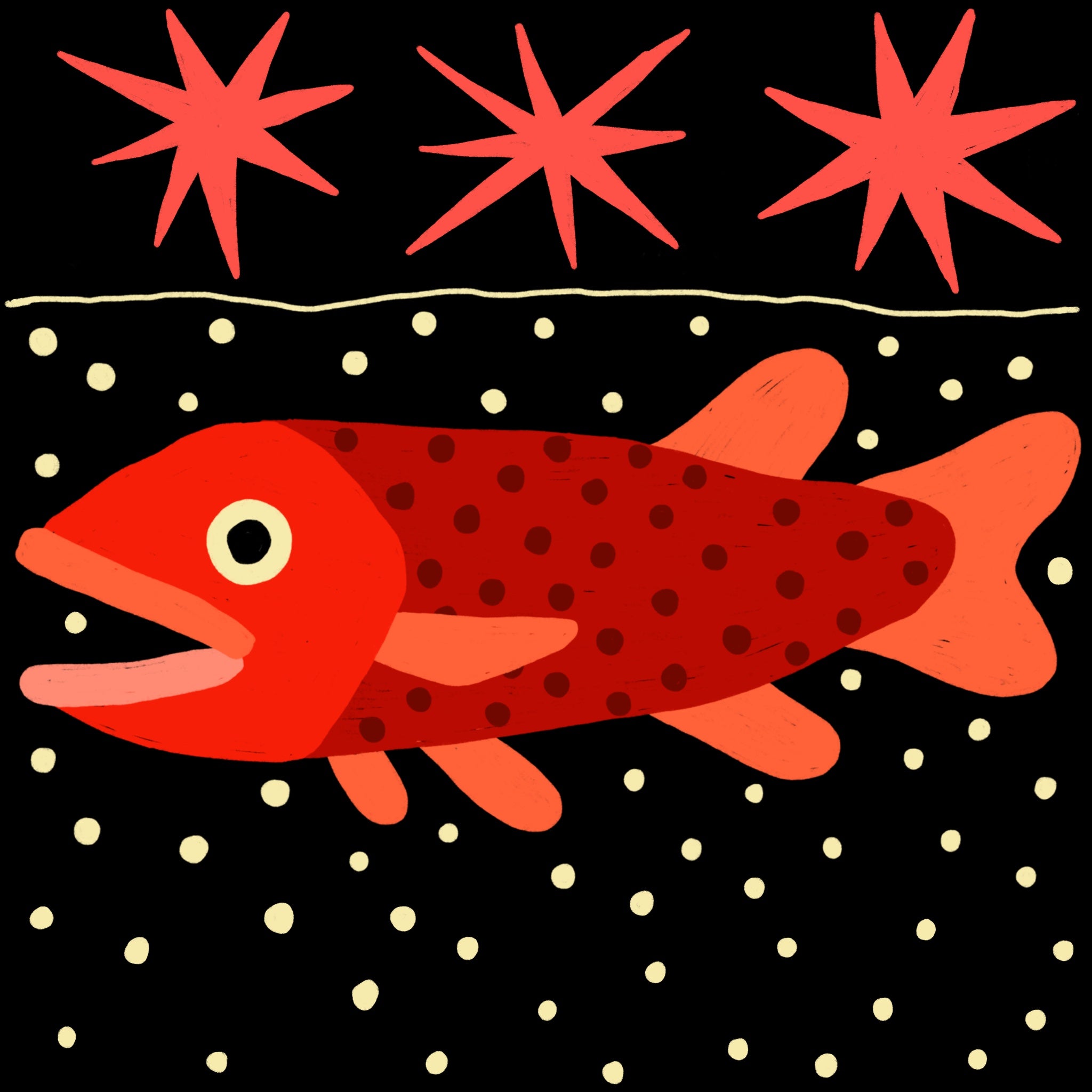 Illustration of a fish by Tom O'Hern