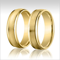 14K yellow gold raised edge wedding bands