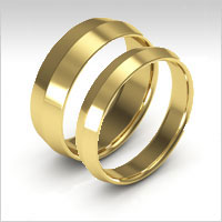 10K yellow gold knife edge wedding bands