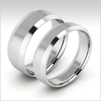 14K white gold beveled edge wedding bands