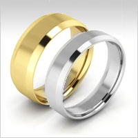 14K gold beveled edge wedding bands