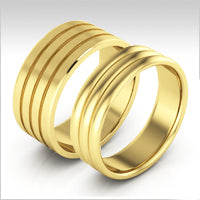 14K yellow gold riggedwedding bands