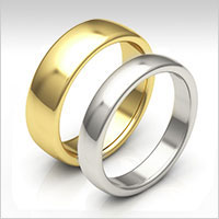 10K gold low dome wedding bands