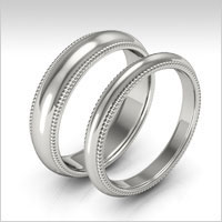 10K white gold milgrain wedding bands