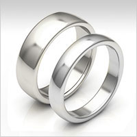 10K white gold low dome wedding bands