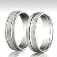 10K white gold grooved wedding bands
