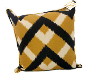 Gold and Black Chevron Pillow with Insert