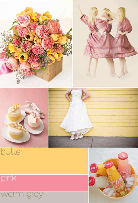 Pink yellow wedding colors palette,Pink taupe yellow wedding palette
