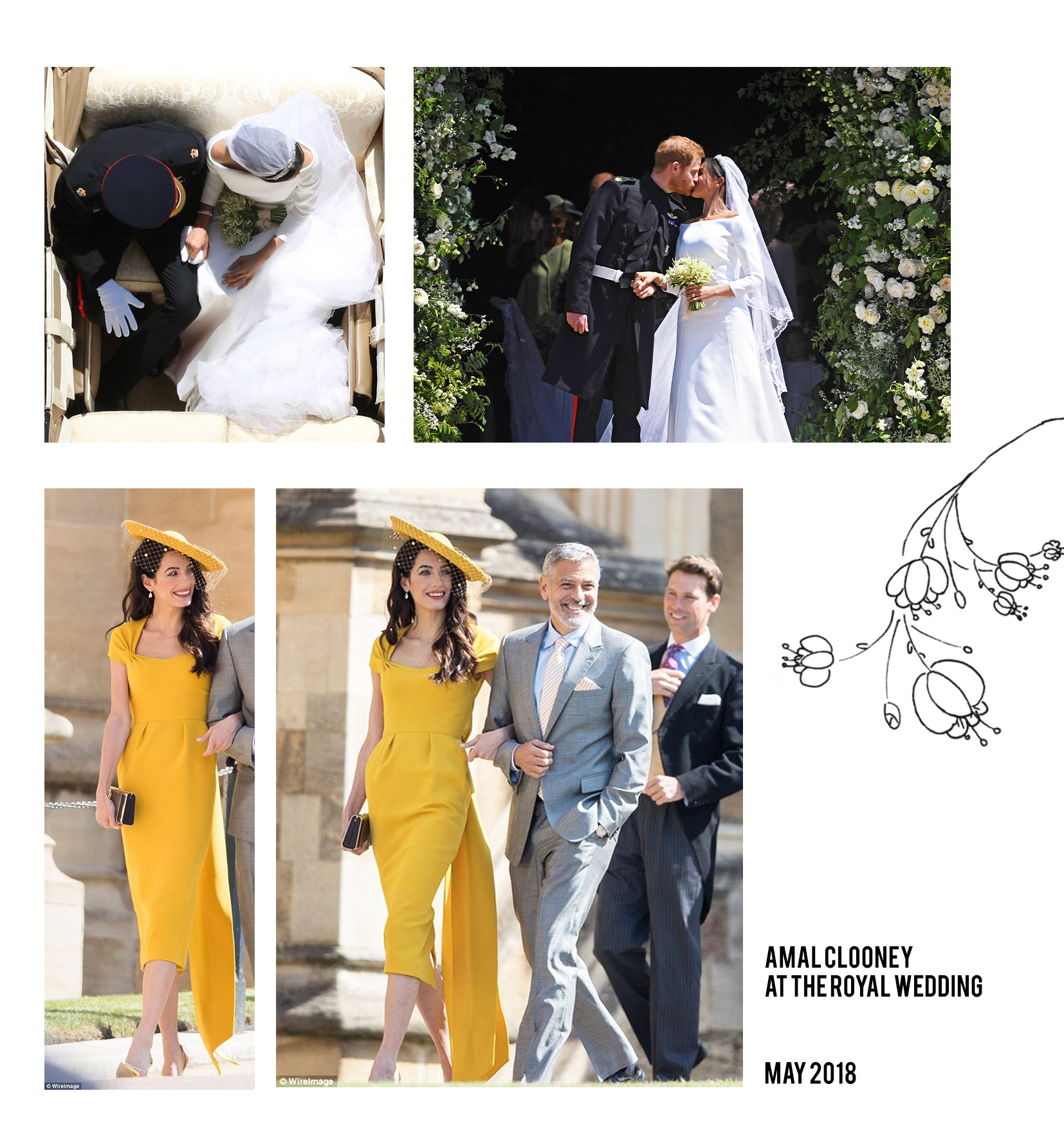 Amal Clooney in yellow dress at royal wedding 2018