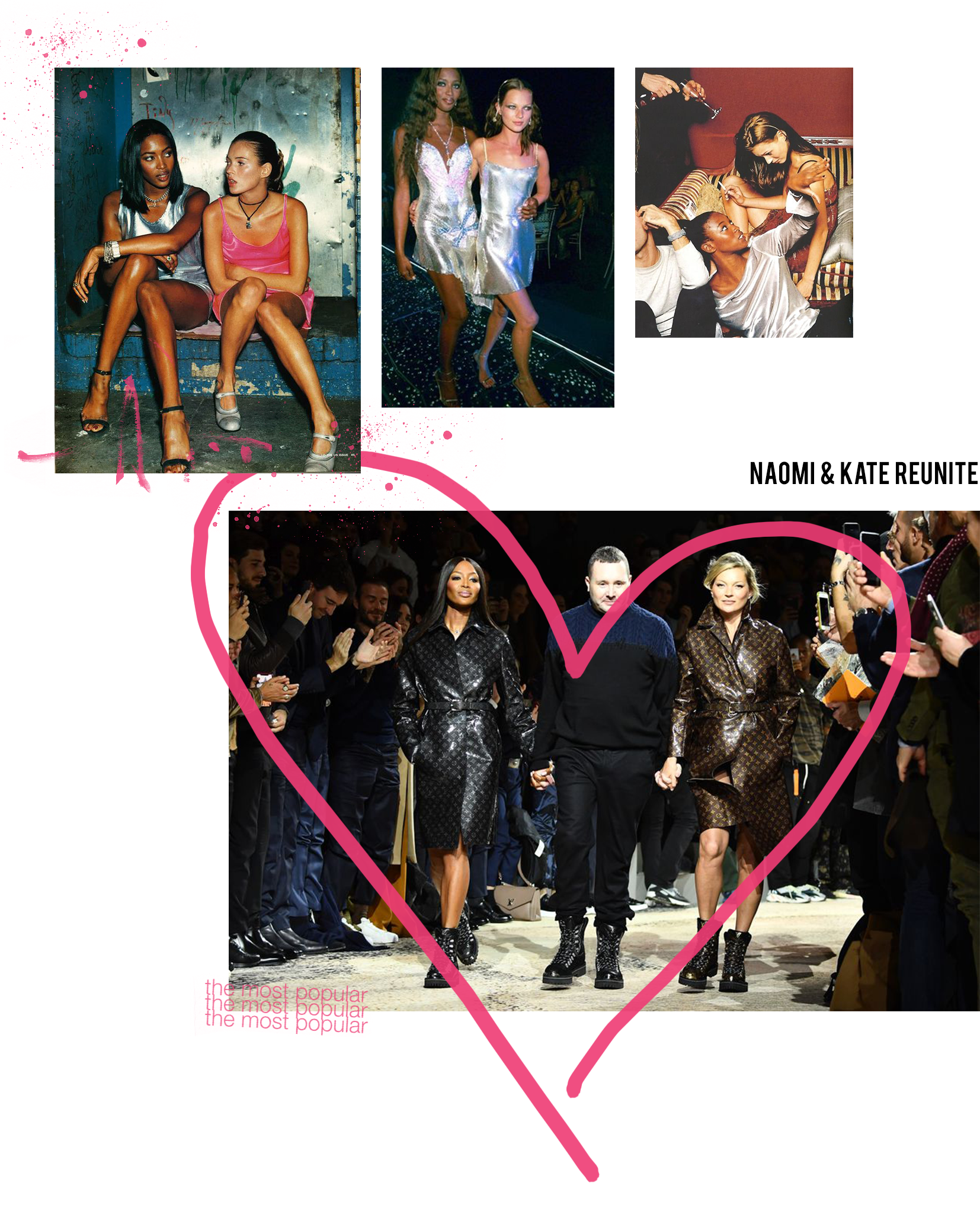 Image collage of Naomi Campbell and Kate Moss modelling