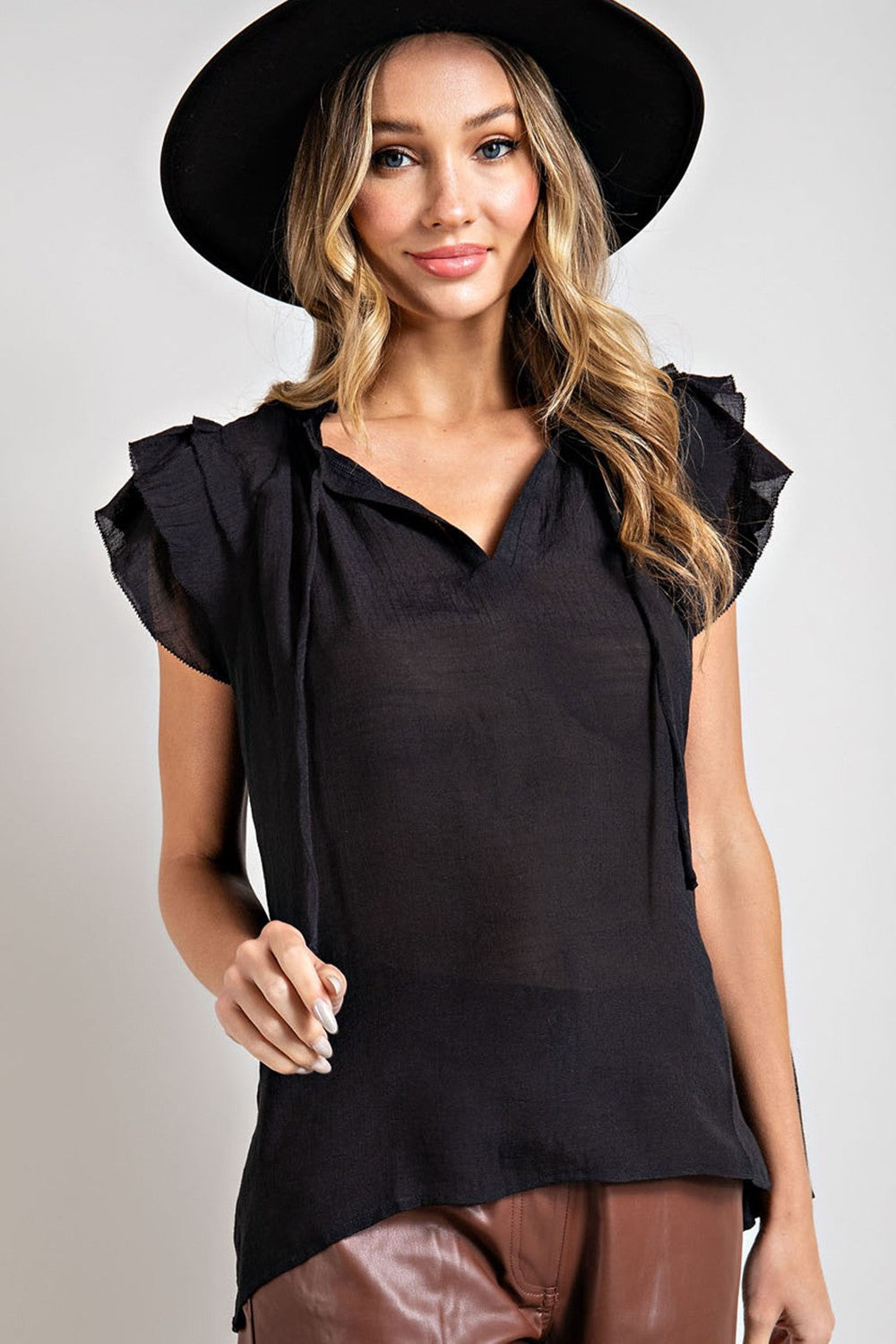 Lightweight Layered Black Blouse