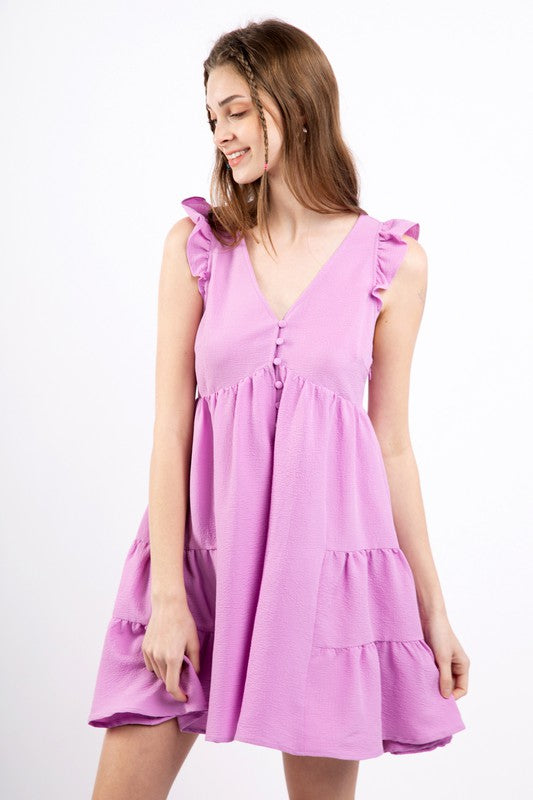 Hey Sunshine Ruffle Sleeve Dress