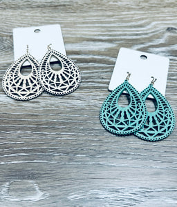 Wooden Filigree Cutout Earrings