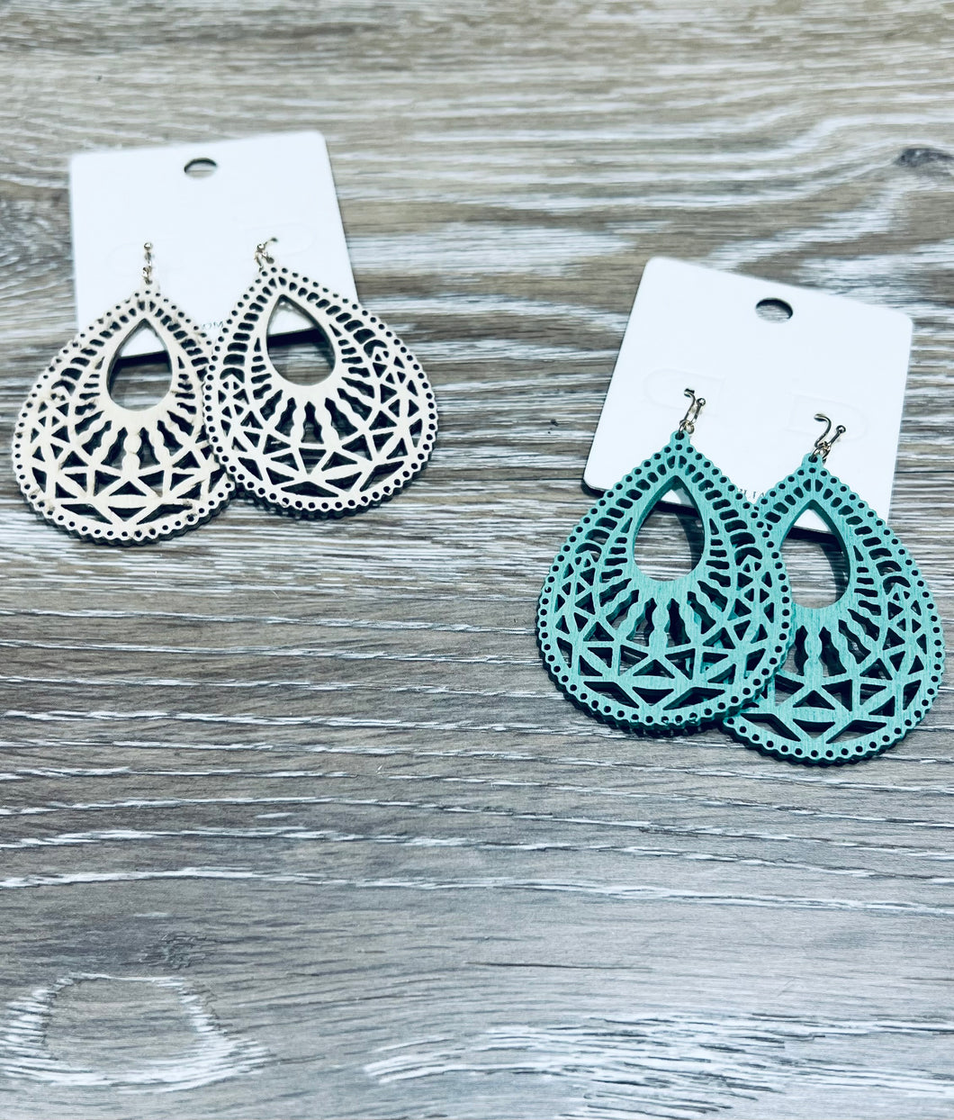 Wooden Filigree Cutout Earrings