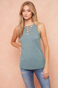 Crisscross Strappy Stretch Tank