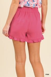 Simple Ruffle Hem Staple Shorts